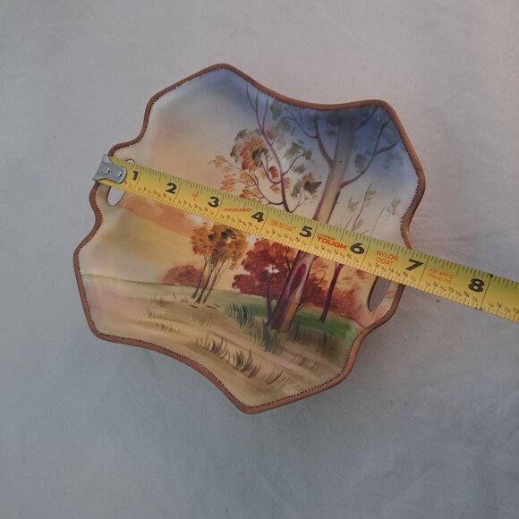 Hand Painted Nippon Japan Two Handle Bowl Landscape Scene Collectible Home Decor - Picture 8 of 13